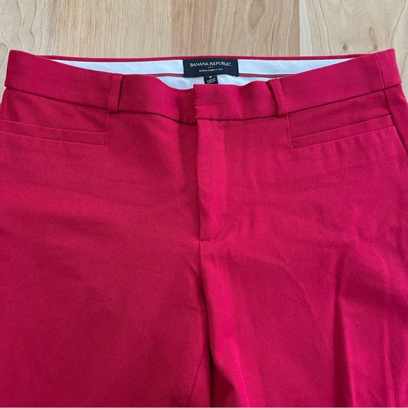 Banana Republic Womens Pants Cherry Red Mid Rise Sloan Curvy Fit Stretch Ankle 8 - Picture 2 of 7